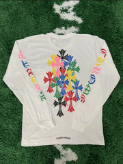 Multi Graphic Long Sleeve Tee - White Multi
