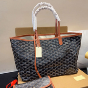 Classic Pattern Tote Bag - Black