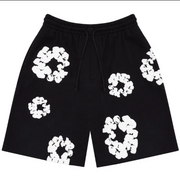 Floral Graphic Sweat Shorts - Black & White